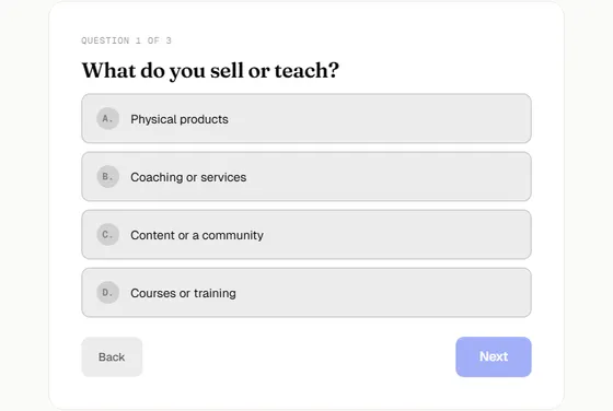 Classic template, question screen