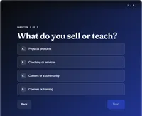 Full screen template, question screen